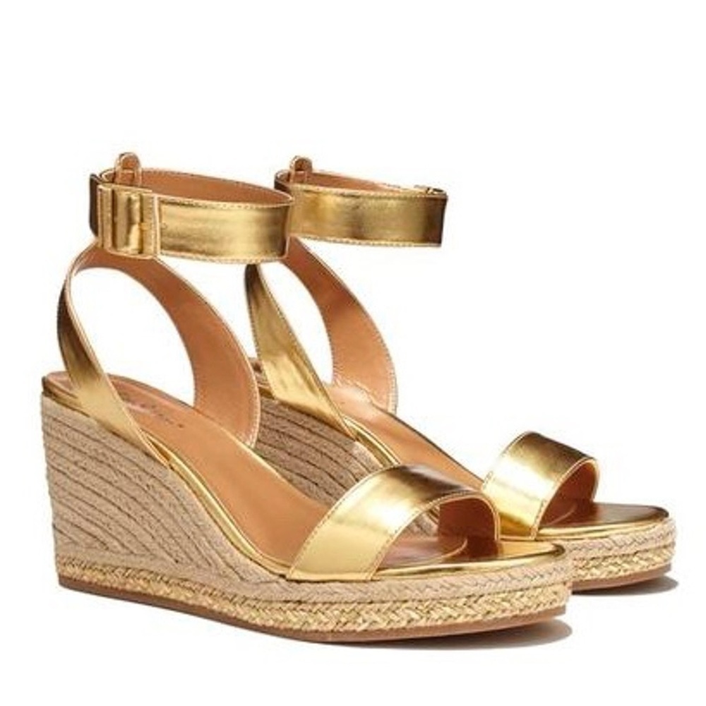 Lilly Pulitzer Gold Espadrille Wedges with Ankle Strap 🌴🍹 - Picture 11 of 12